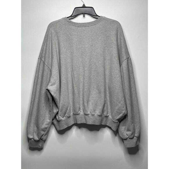 Big Hand Made in Korea Oversized Cropped Sweater S Gray Embroidered English Man - Picture 4 of 5